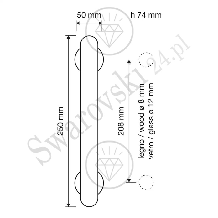Uchwyt drzwiowy Veronica 208 mm